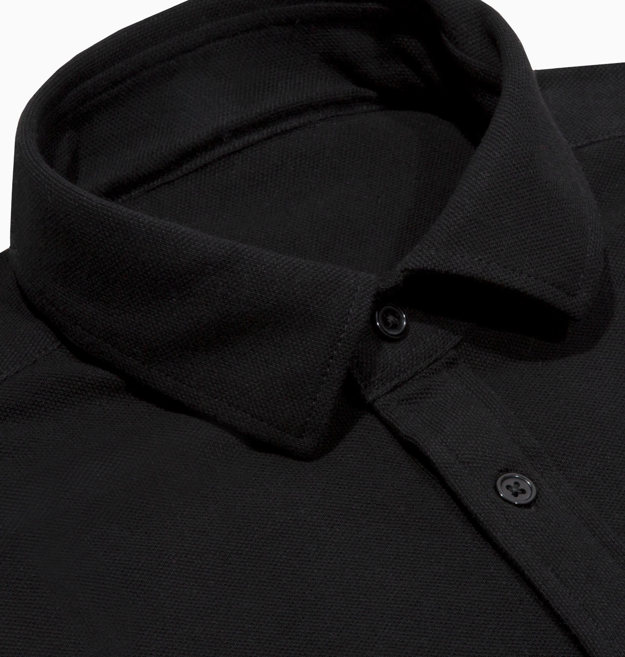 Men's Tailored Black Polo Dress Shirt / 1431