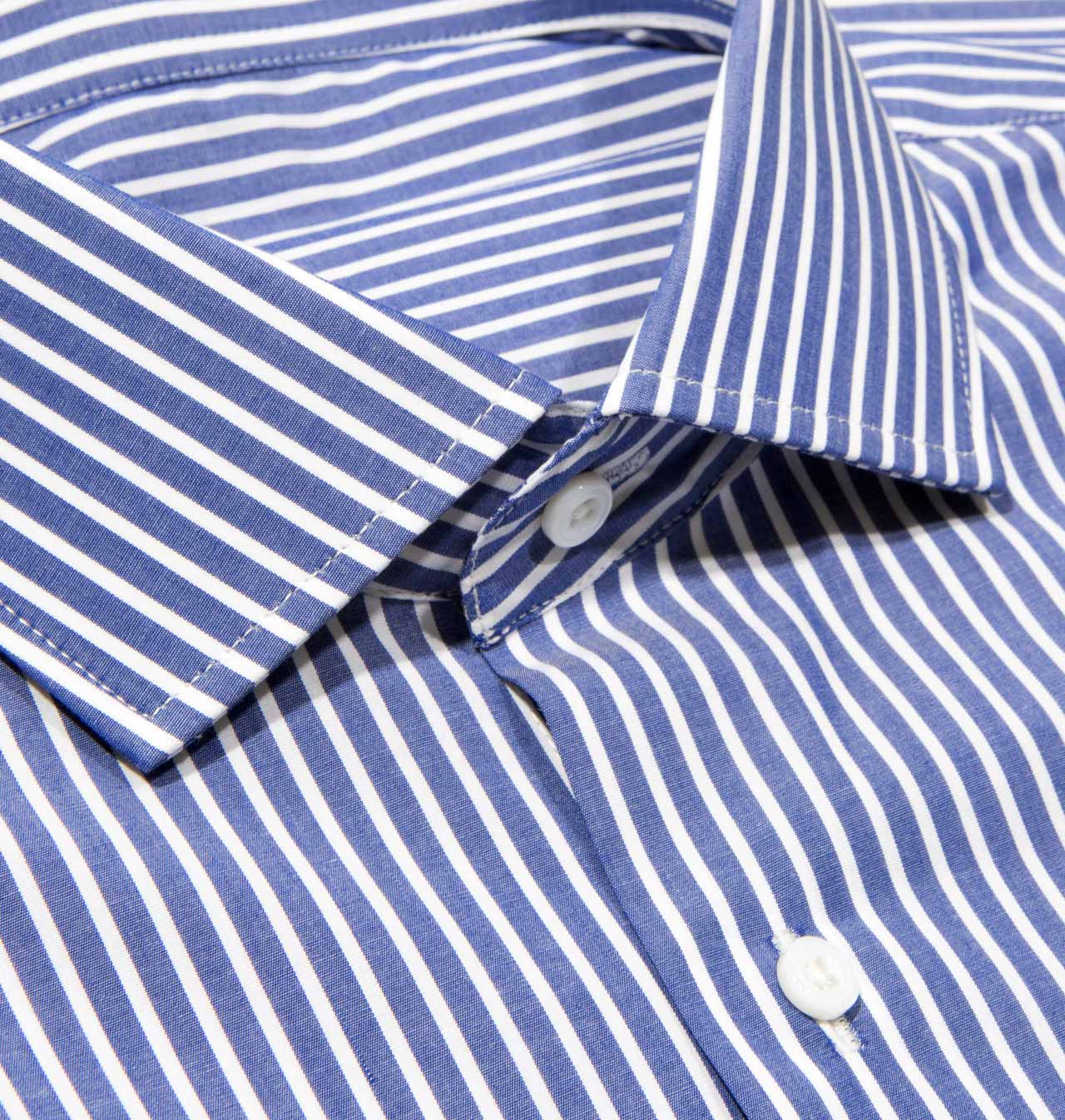 Men’s Tailored Blue Wide Stripe Dress Shirt