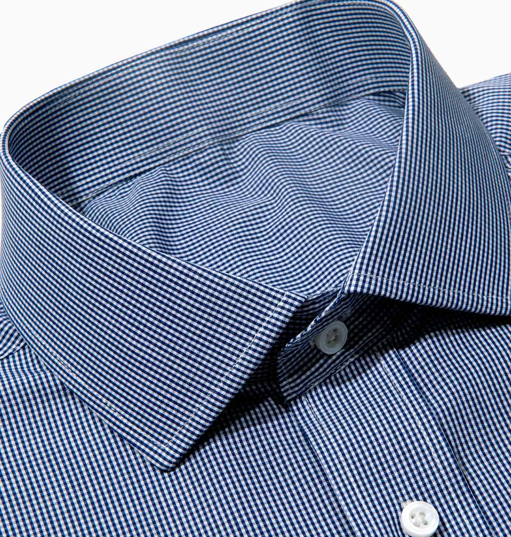 Men’s tailored Navy Micro Gingham Button Down