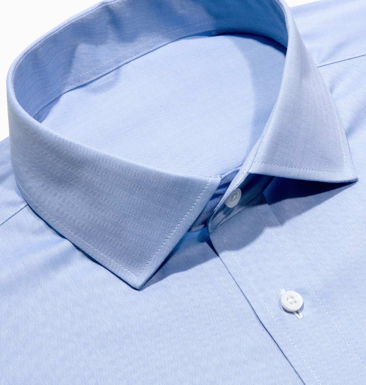 Men’s Tailored Blue Herringbone Dress Shirt